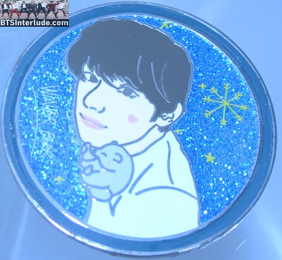 BTS PIN ENAMEL SILVER V KIM TAEHYUNG 김태형 WINTER BEAR SNOWGLOBE OH PEACHY TAE PINS BADGE BUTTON