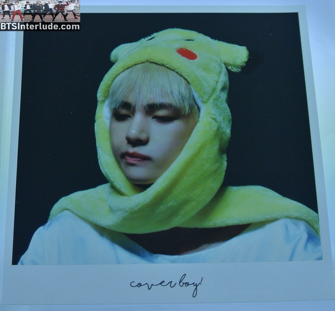 BTS POLAROID FANSITE V KIM TAEHYUNG 김태형 PIKACHU HAT FANSIGN VTAC FANSITE COVERBOY