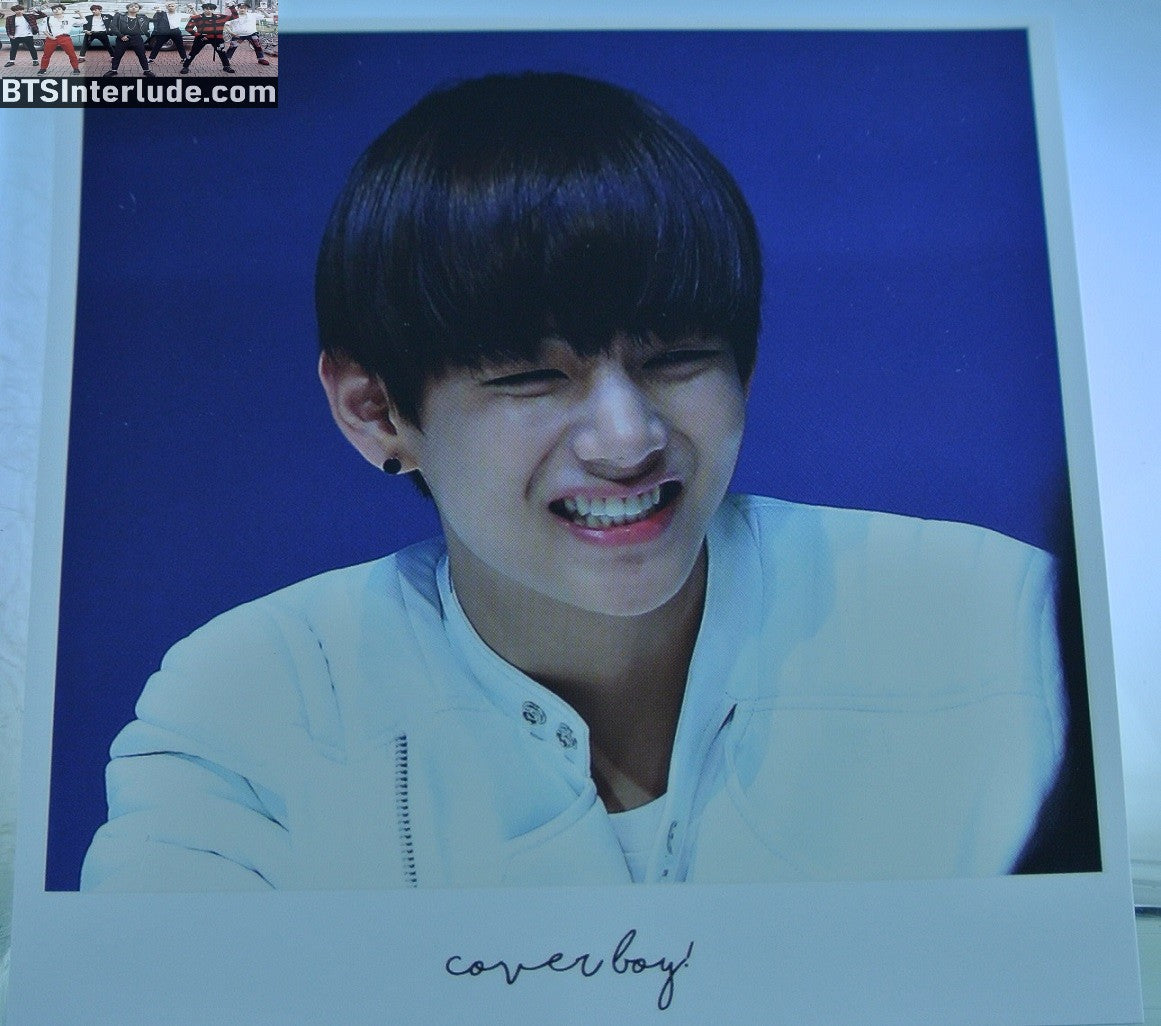 BTS POLAROID FANSITE V KIM TAEHYUNG 김태형 LAUGH WHITE SHIRT FANSIGN VTAC FANSITE COVERBOY