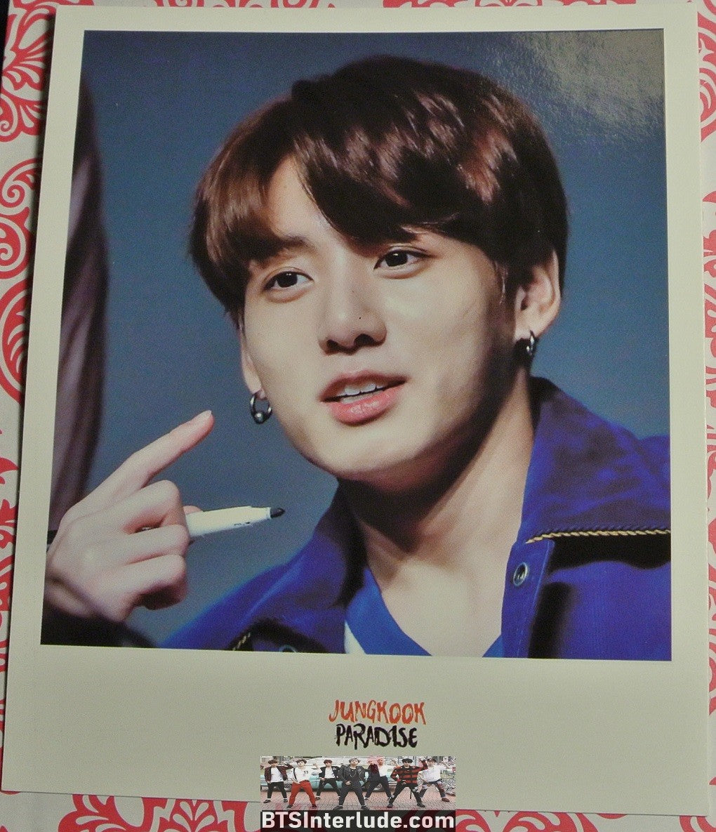 BTS POLAROID FANSITE JEON JUNGKOOK 전정국 FANSIGN NAVY BLUE JACKET JUNGKOOK PARADISE SITE