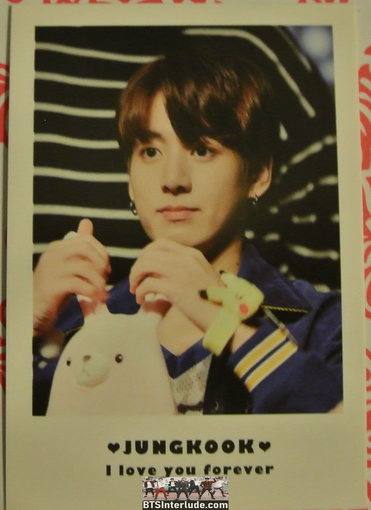 BTS POLAROID FANSITE JEON JUNGKOOK 전정국 BLUE YELLOW JACKET WHITE RABBIT FANSIGN CLOSEUP I LOVE YOU FOREVER FANSITE