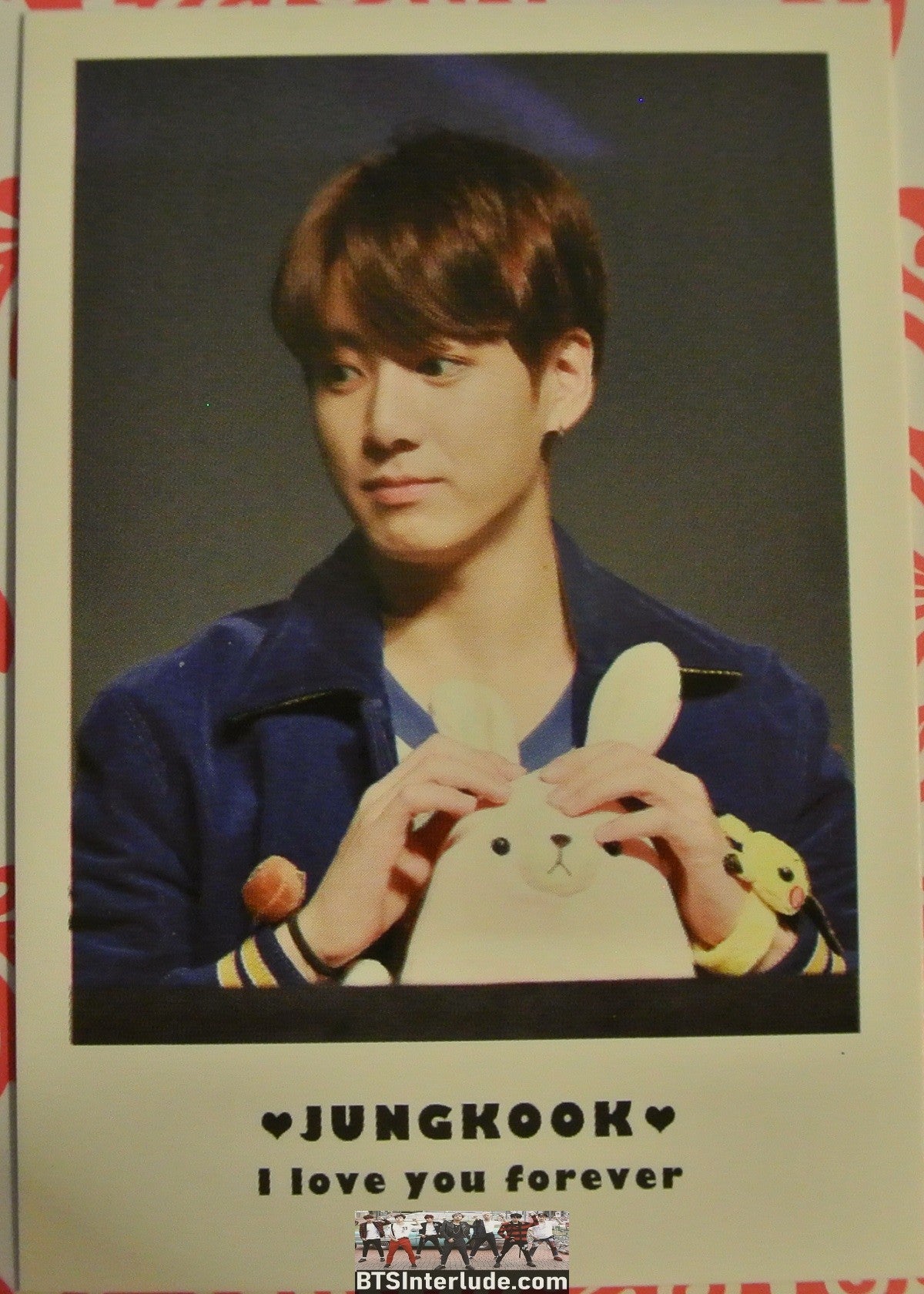 BTS POLAROID FANSITE JEON JUNGKOOK 전정국 BLUE YELLOW JACKET WHITE RABBIT FANSIGN I LOVE YOU FOREVER FANSITE