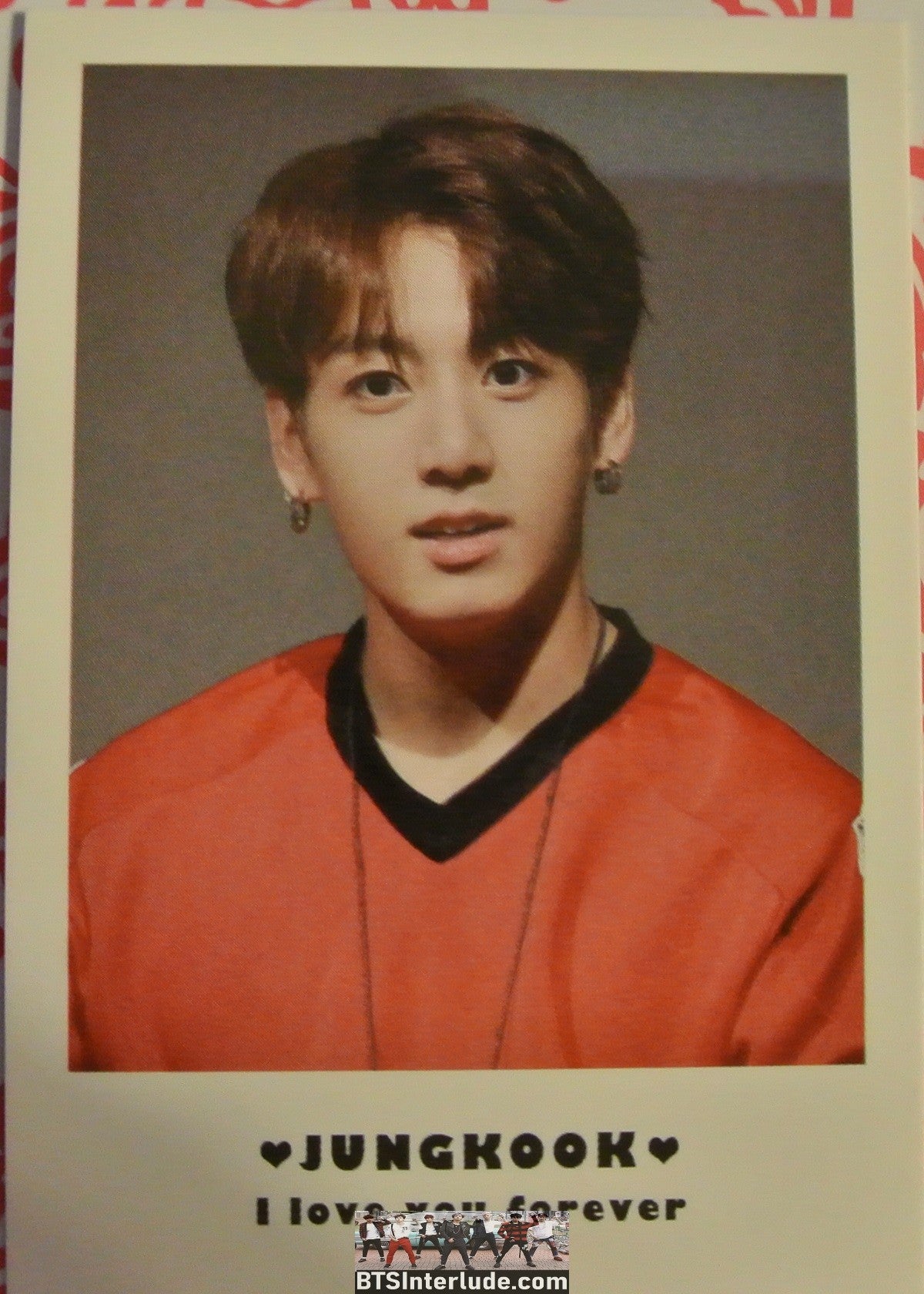 BTS POLAROID FANSITE JEON JUNGKOOK 전정국 RED JERSEY I LOVE YOU FOREVER FANSITE