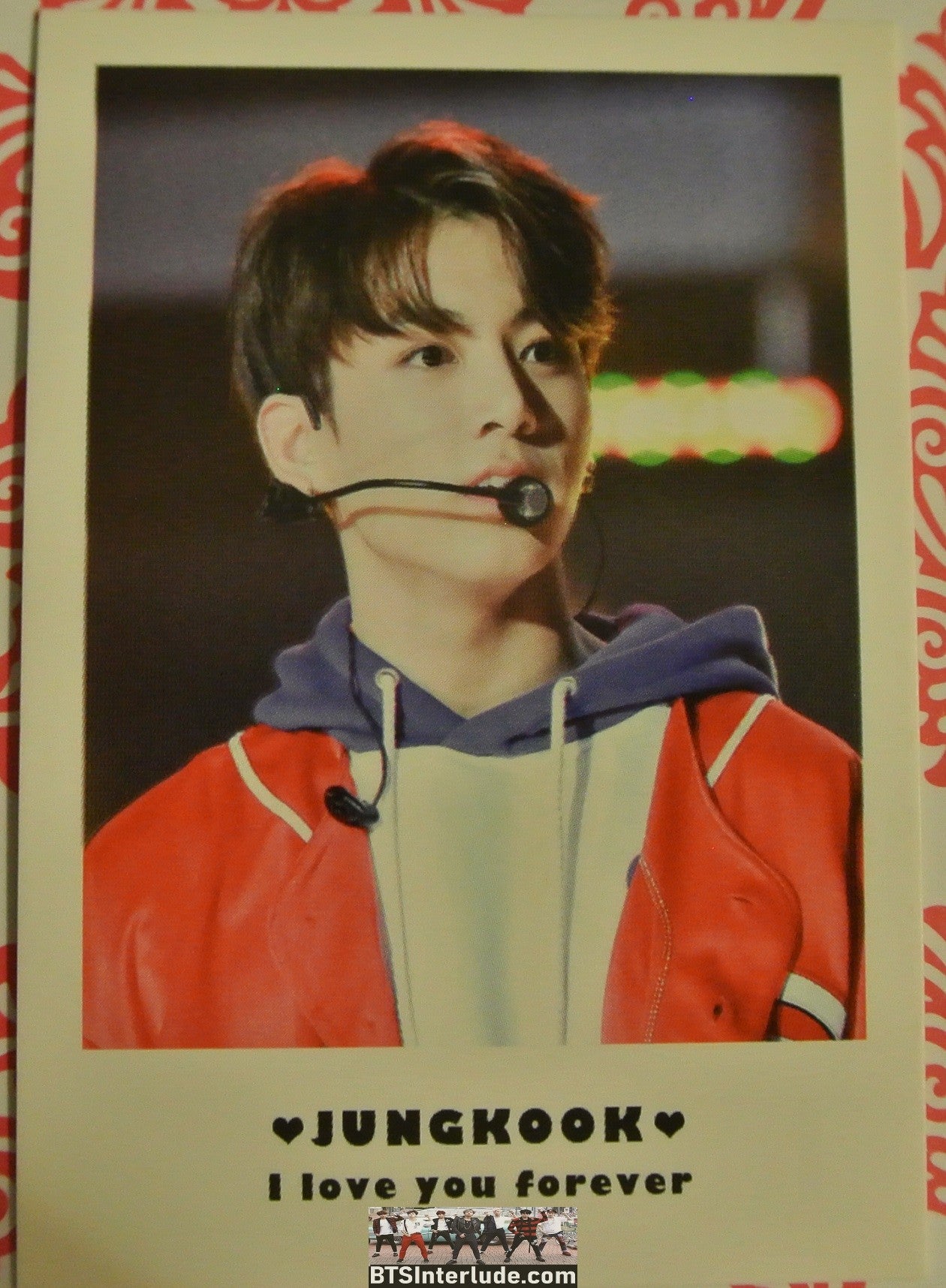 BTS POLAROID FANSITE JEON JUNGKOOK 전정국 RED WHITE BLUE JACKET I LOVE YOU FOREVER FANSITE