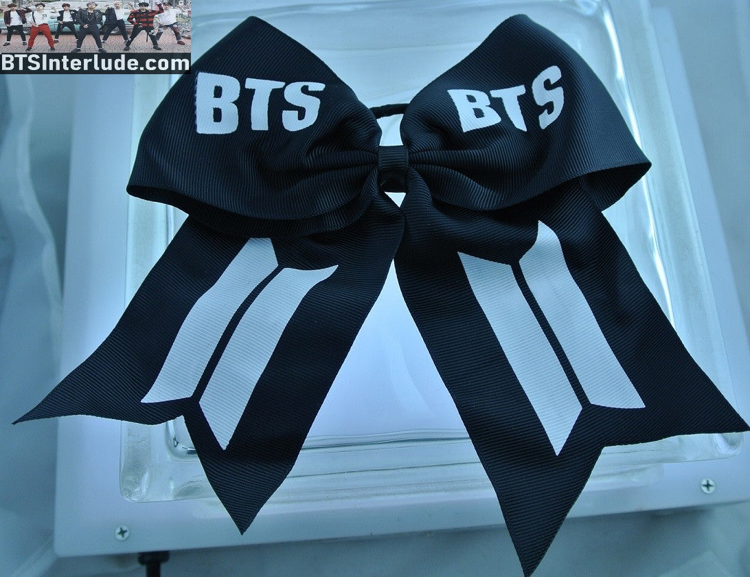 BTS PONYTAIL HOLDER GROUP BLACK WHITE BOW JUNGKOOK V JIMIN RM J-HOPE SUGA JIN SEAMLESS HAIR TIE