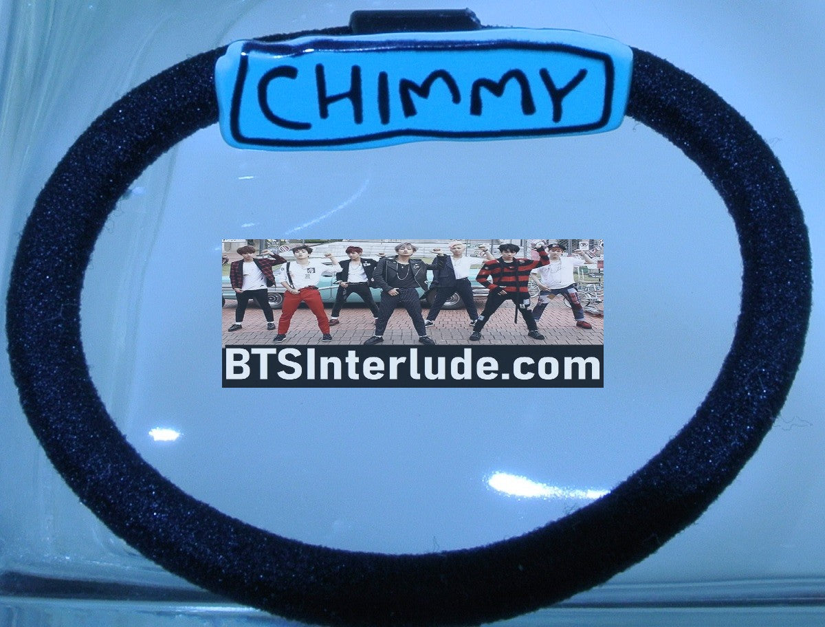 BTS PONYTAIL HOLDER BT21 CHIMMY PARK JIMIN 박지민 NAME IN BLUE SEAMLESS HAIR TIE