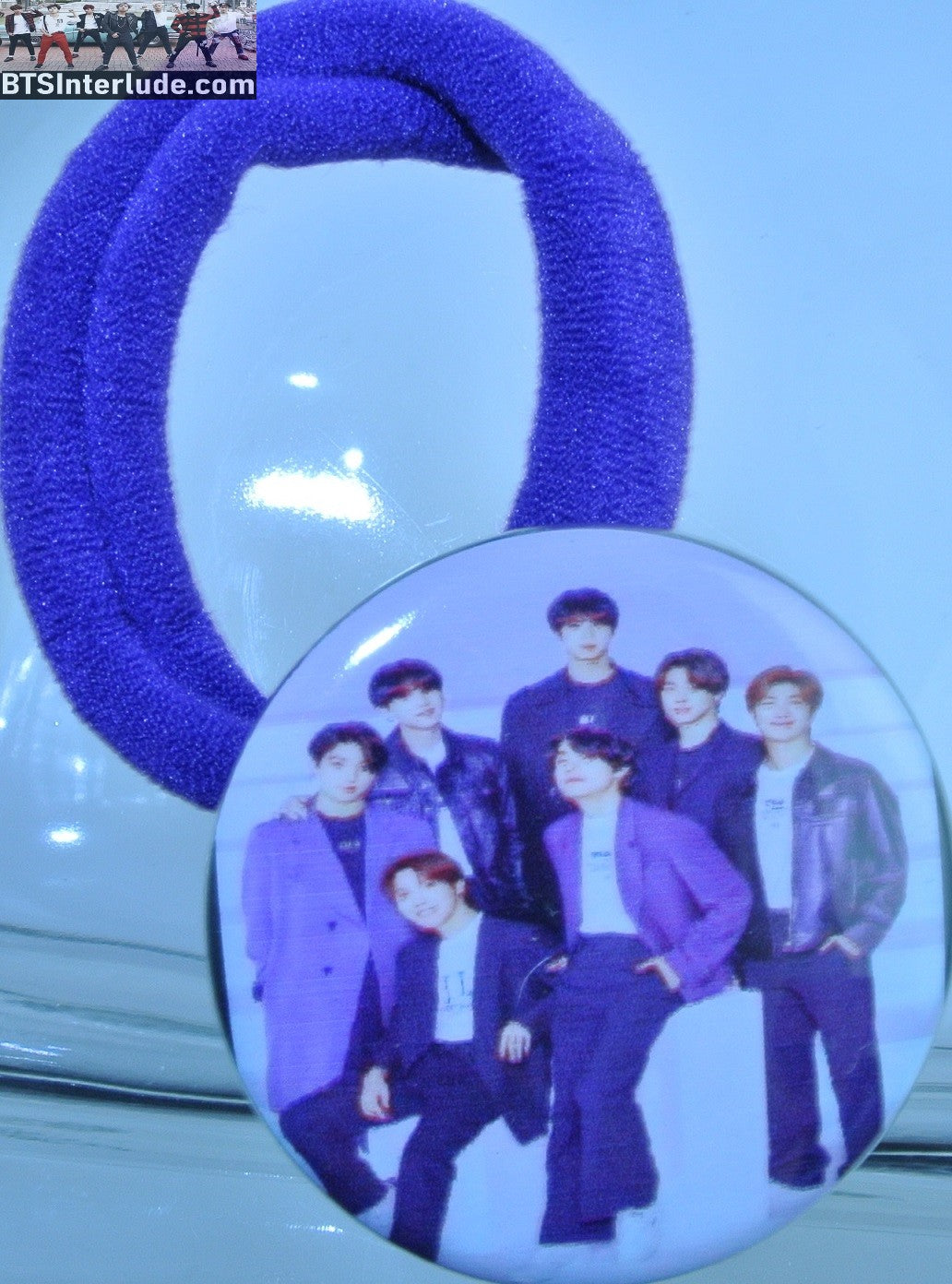 BTS PONYTAIL HOLDER BUTTON GROUP PURPLE SUITS JUNGKOOK V JIMIN RM J-HOPE SUGA JIN SEAMLESS HAIR TIE