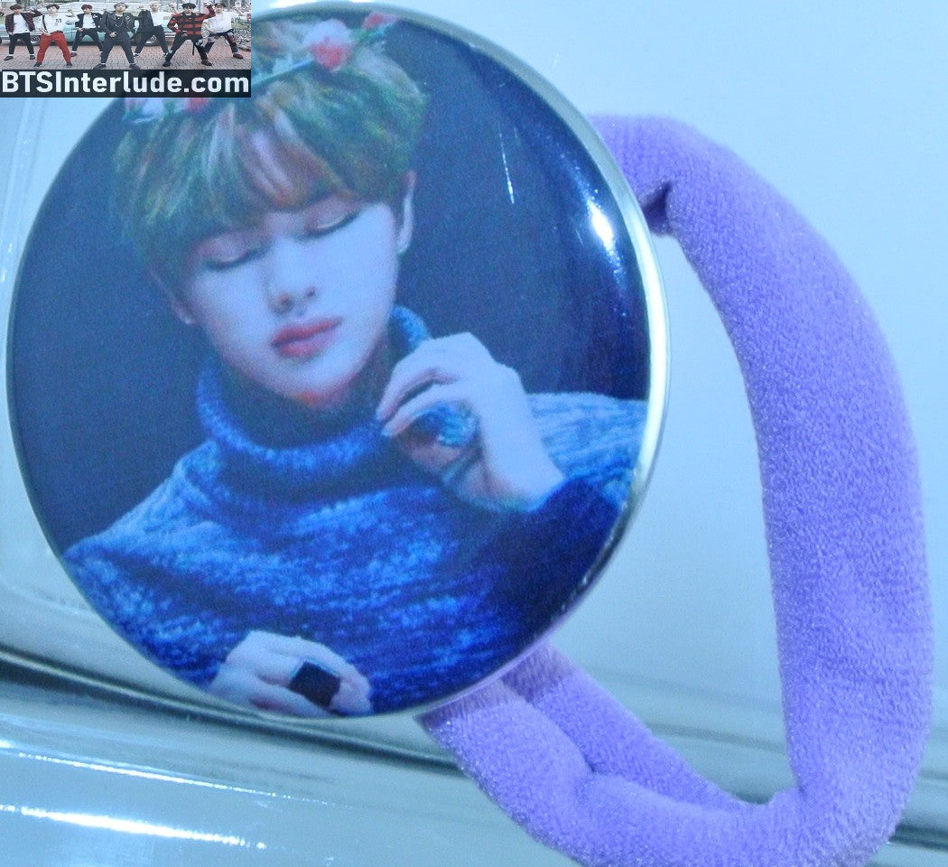BTS PONYTAIL HOLDER BUTTON JIN KIM SEOKJIN 김석진 FLOWER TIARA FANSIGN SEAMLESS HAIR TIE