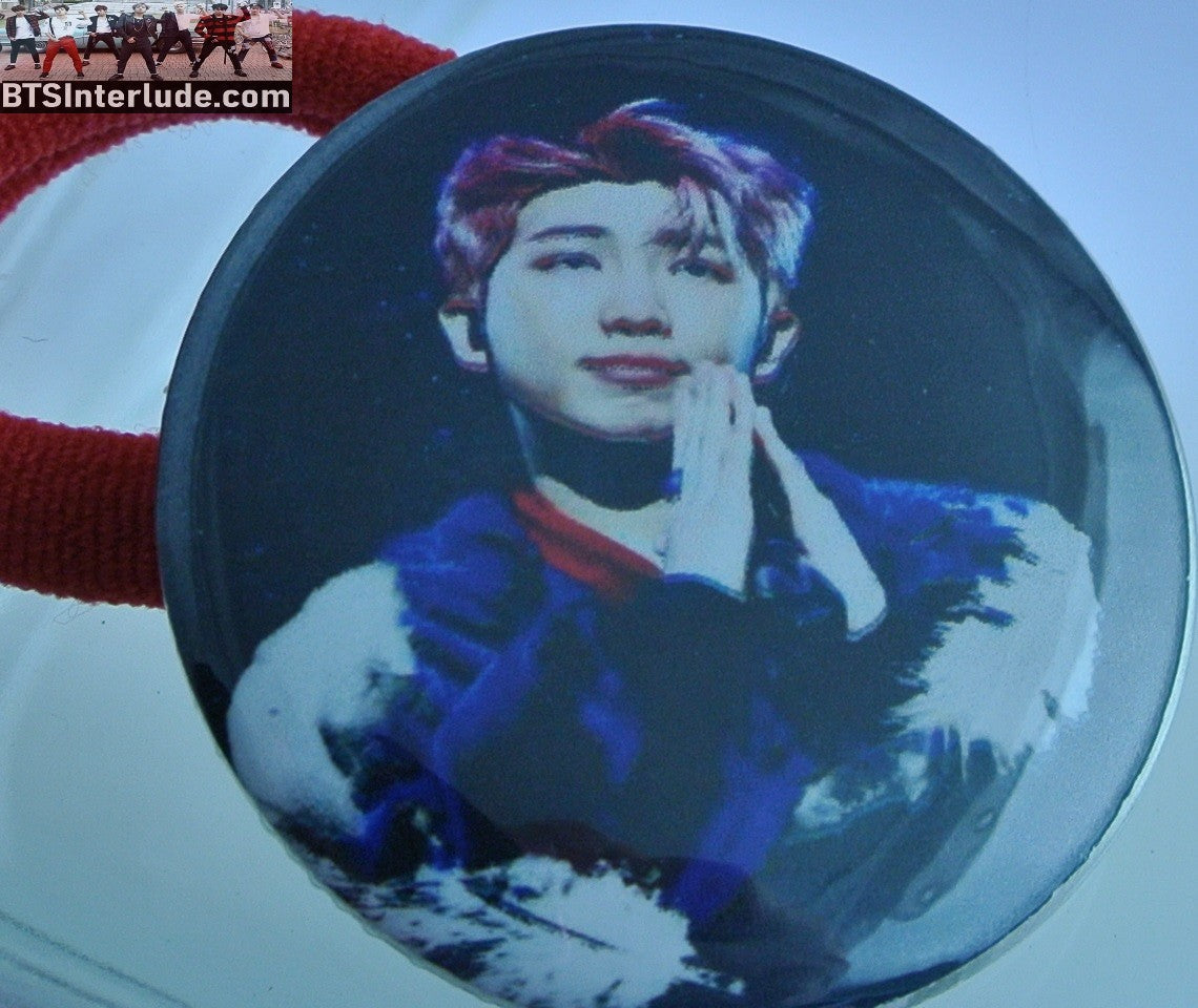 BTS PONYTAIL HOLDER BUTTON RM KIM NAMJOON 김남준 PRAYER FAN EDIT SEAMLESS HAIR TIE