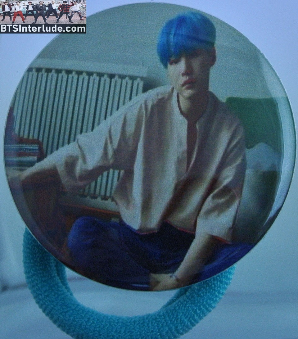 BTS PONYTAIL HOLDER BUTTON SUGA MIN YOONGI 민윤기 BLUE HAIR SEAMLESS HAIR TIE