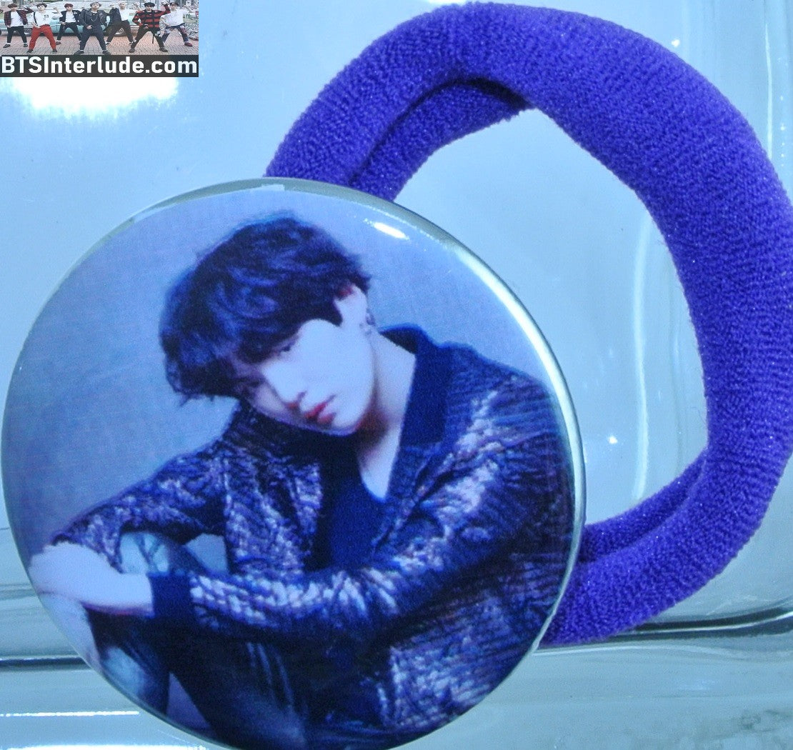 BTS PONYTAIL HOLDER BUTTON SUGA MIN YOONGI 민윤기 BRONZE JACKET SEAMLESS HAIR TIE