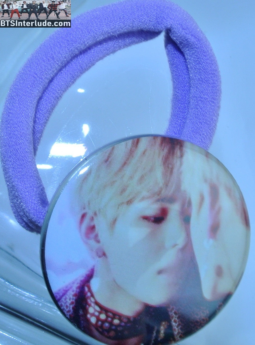 BTS PONYTAIL HOLDER BUTTON V KIM TAEHYUNG 김태형 WINGS MIRROR PROFILE SEAMLESS HAIR TIE
