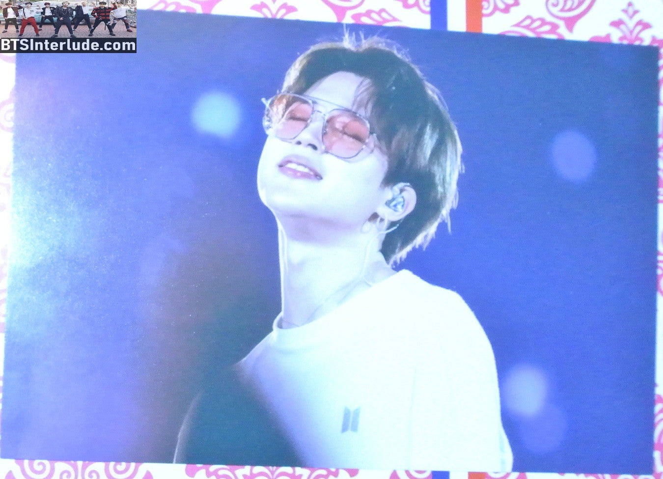BTS POSTCARD FANSITE PARK JIMIN 박지민 WHITE SHIRT GLASSES INVICTUS FANSITE FILTERS OF YOU