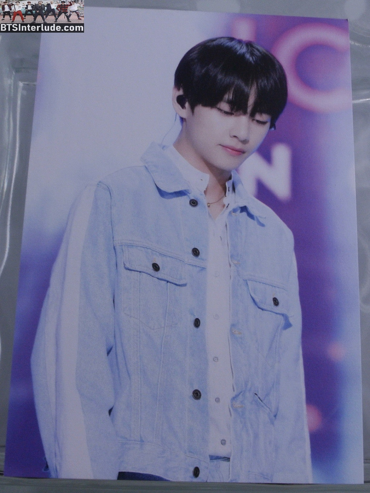 BTS POSTCARD FANSITE V KIM TAEHYUNG 김태형 BLUE DENIM JACKET I SWEAR FANSITE