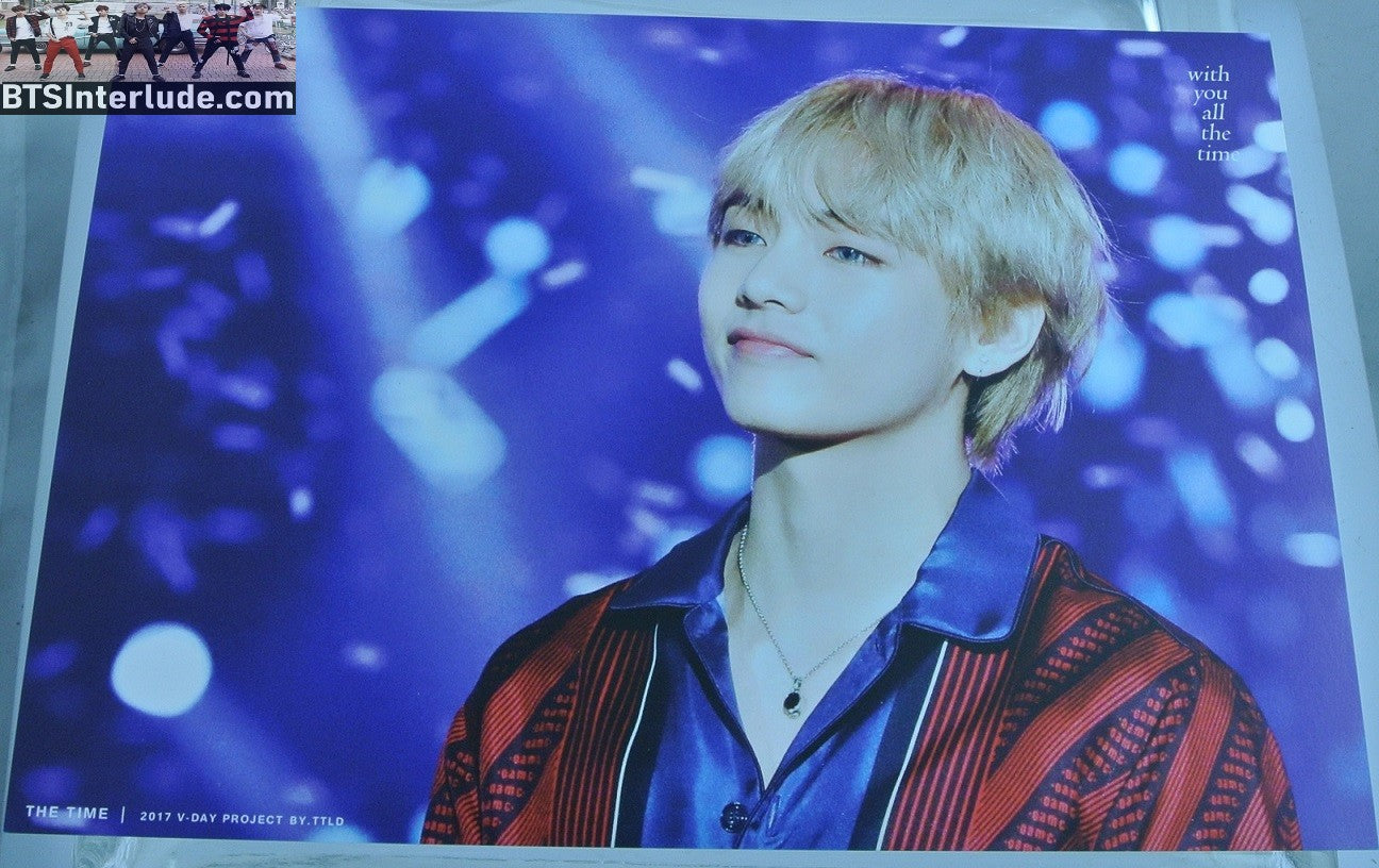 BTS POSTCARD FANSITE V KIM TAEHYUNG 김태형 BLOND HAIR RED BLACK SATIN ROBE TAE TAE LAND FANSITE THE TIME