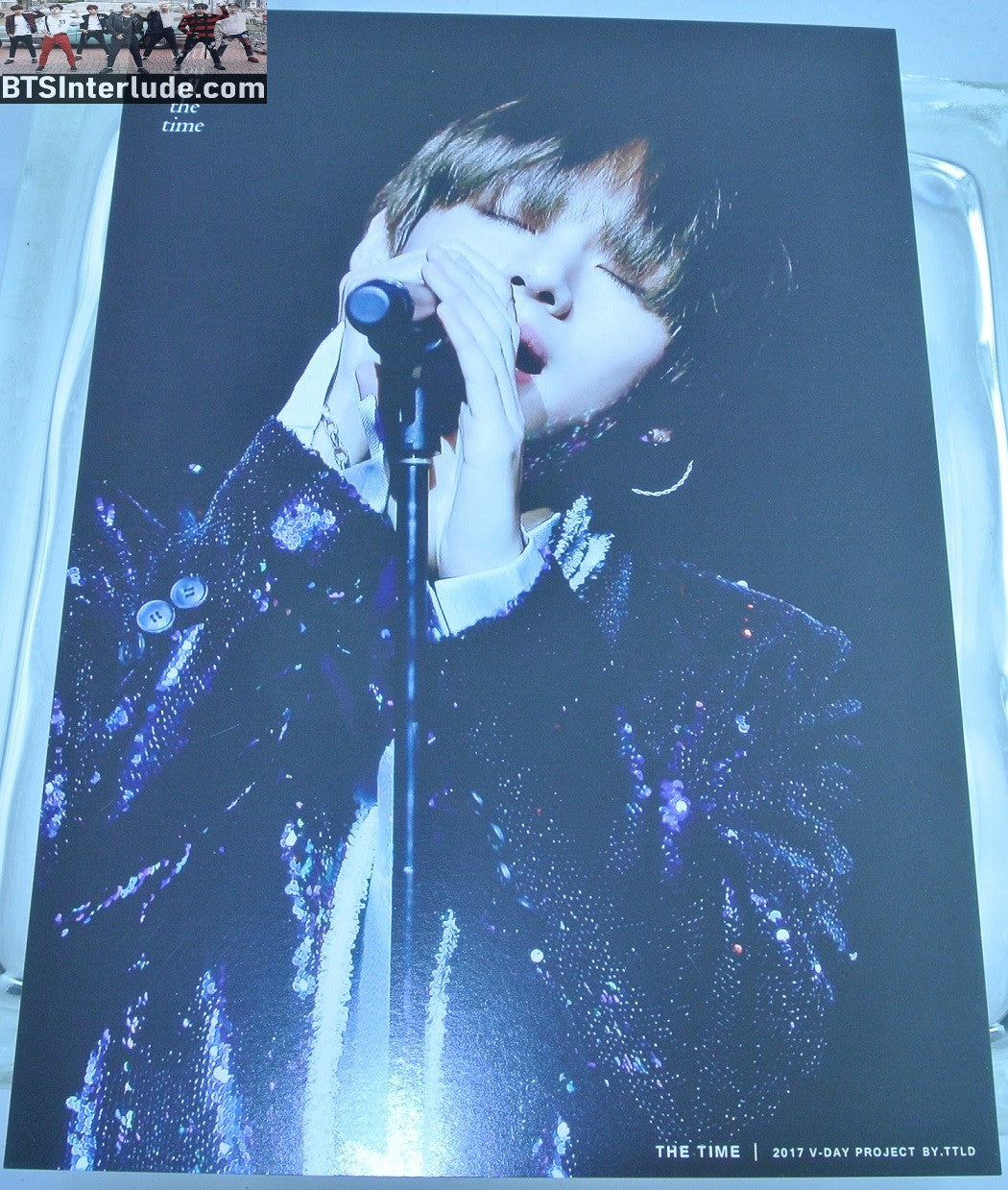 BTS POSTCARD FANSITE V KIM TAEHYUNG 김태형 BLACK SPARKLE JACKET TAE TAE LAND FANSITE THE TIME