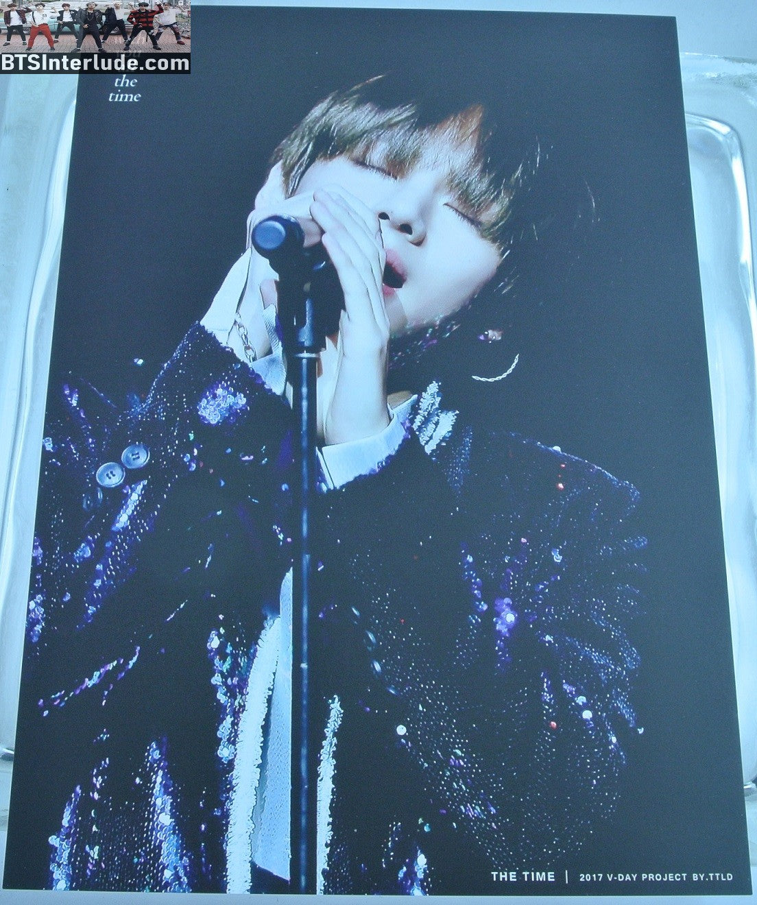 BTS POSTCARD FANSITE V KIM TAEHYUNG 김태형 BLACK SPARKLE JACKET TAE TAE LAND FANSITE THE TIME