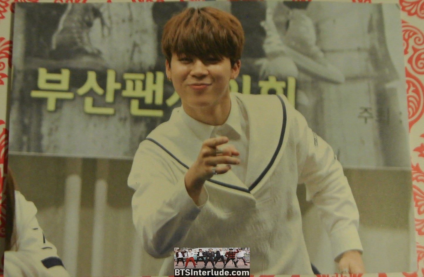 BTS POSTCARD FANSITE PARK JIMIN 박지민 POINT BOAT NECK COLLAR WHITE SWEATER