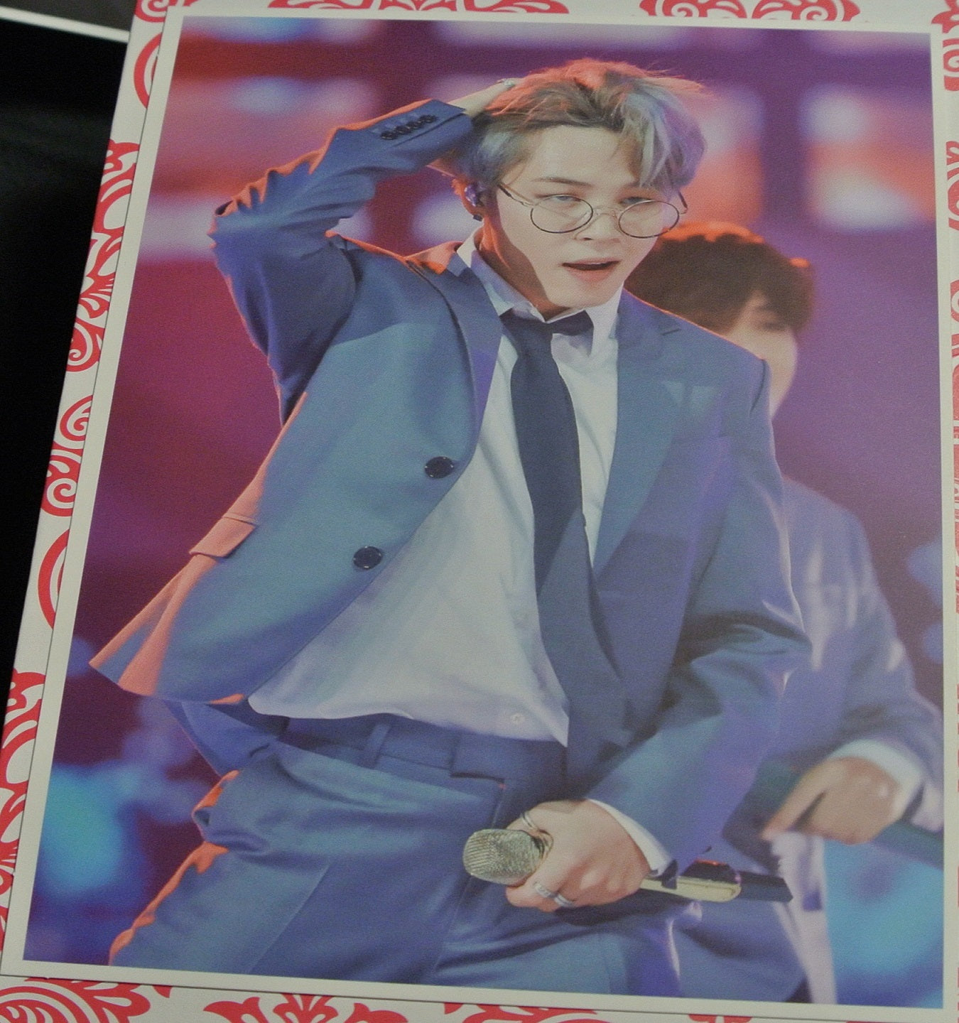 BTS POSTCARD FANSITE PARK JIMIN 박지민 GREY SUIT GLASSES NEVERMIND PIECES OF MIND FANSITE