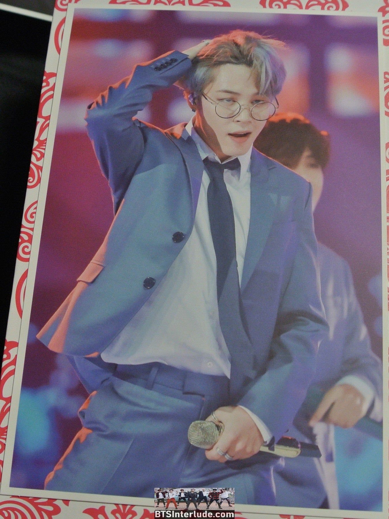 BTS POSTCARD FANSITE PARK JIMIN 박지민 GREY SUIT GLASSES NEVERMIND PIECES OF MIND FANSITE