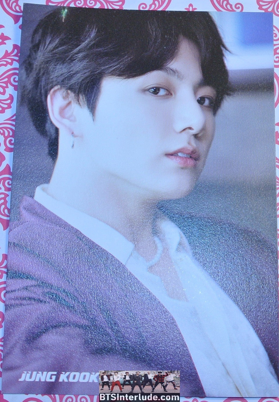 BTS POSTCARD FANSITE JEON JUNGKOOK 전정국 BROWN SUIT WAR OF HORMONE ON BACK