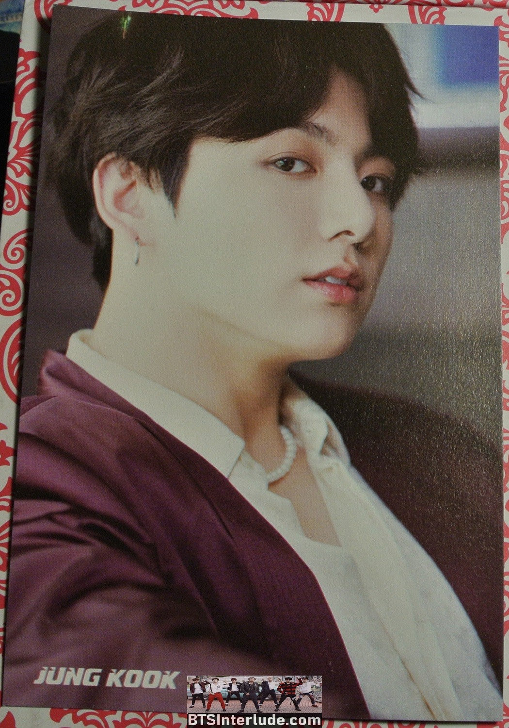BTS POSTCARD FANSITE JEON JUNGKOOK 전정국 BROWN SUIT WAR OF HORMONE ON BACK