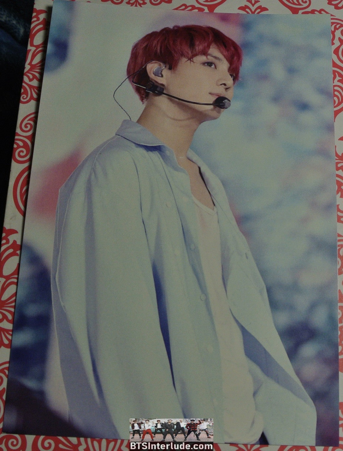 BTS POSTCARD FANSITE JEON JUNGKOOK 전정국 LOVE YOU FANSITE RED HAIR BLUE SHIRT