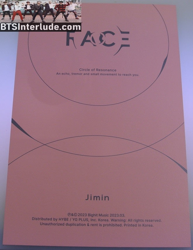 BTS POSTCARD OFFICIAL PARK JIMIN 박지민 UNDEFINABLE FACE ALBUM GREY JACKET PROFILE