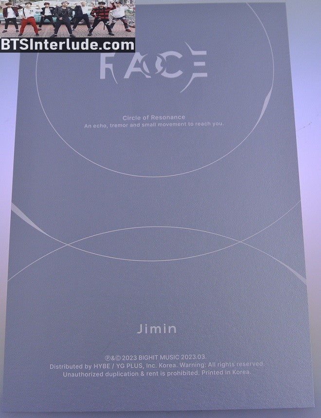 BTS POSTCARD OFFICIAL PARK JIMIN 박지민 INVISIBLE FACE ALBUM WHITE T SHIRT
