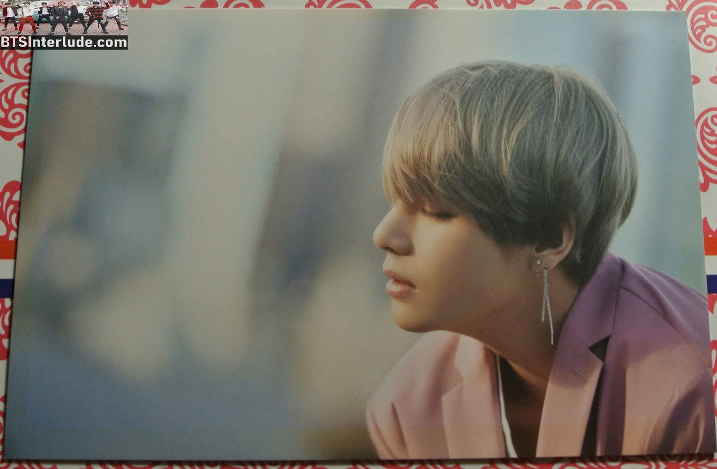 BTS POSTCARD OFFICIAL V KIM TAEHYUNG 김태형 DICON PHOTO SHOOT PINK JACKET PROFILE 4" X 6"