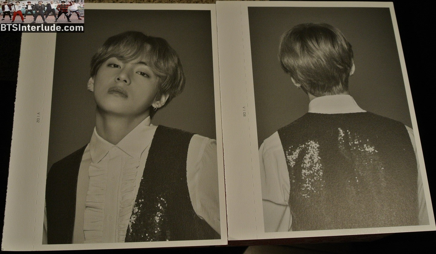 BTS POSTCARD OFFICIAL V KIM TAEHYUNG 김태형 BLACK WHITE WINGS TOUR FINAL SET OF 2 #2 & #8