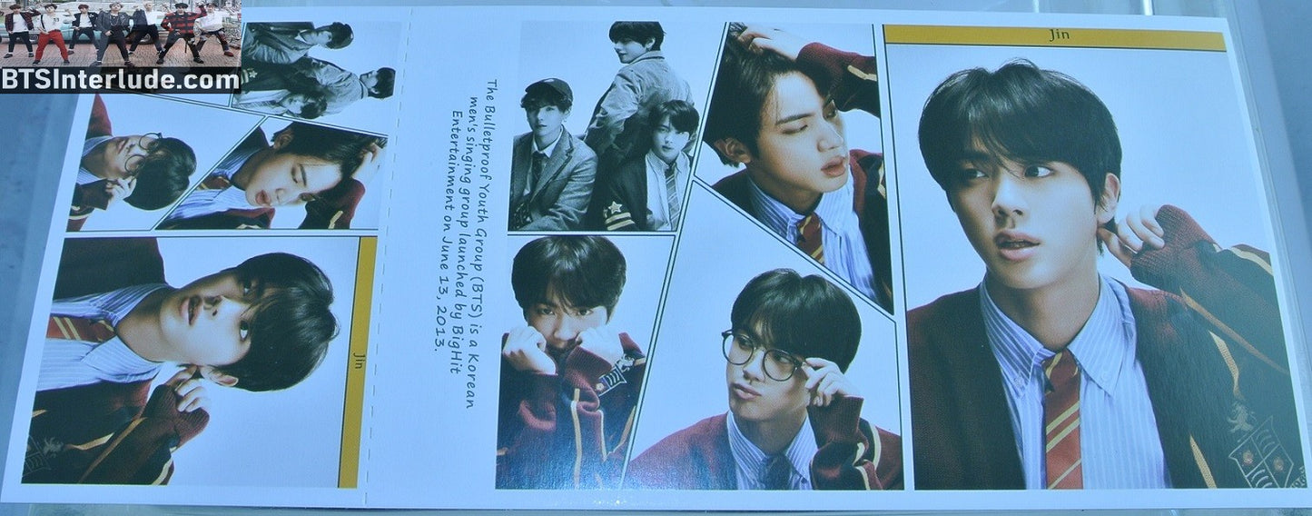BTS POSTCARD PHOTOCARD FANSITE JIN KIM SEOKJIN 김석진 5 FRAMES MOTS 7 MAP OF THE SOUL POST CARD PHOTO CARD