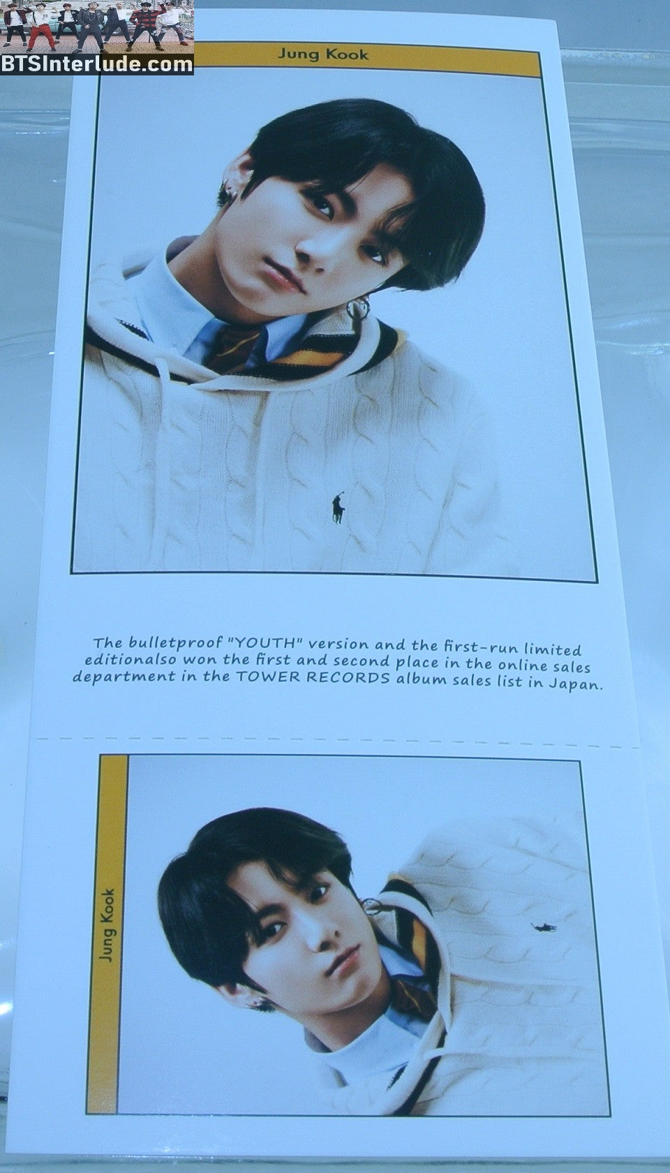 BTS POSTCARD PHOTOCARD FANSITE JEON JUNGKOOK 전정국 HEAD TILT MOTS 7 MAP OF THE SOUL POST CARD PHOTO CARD