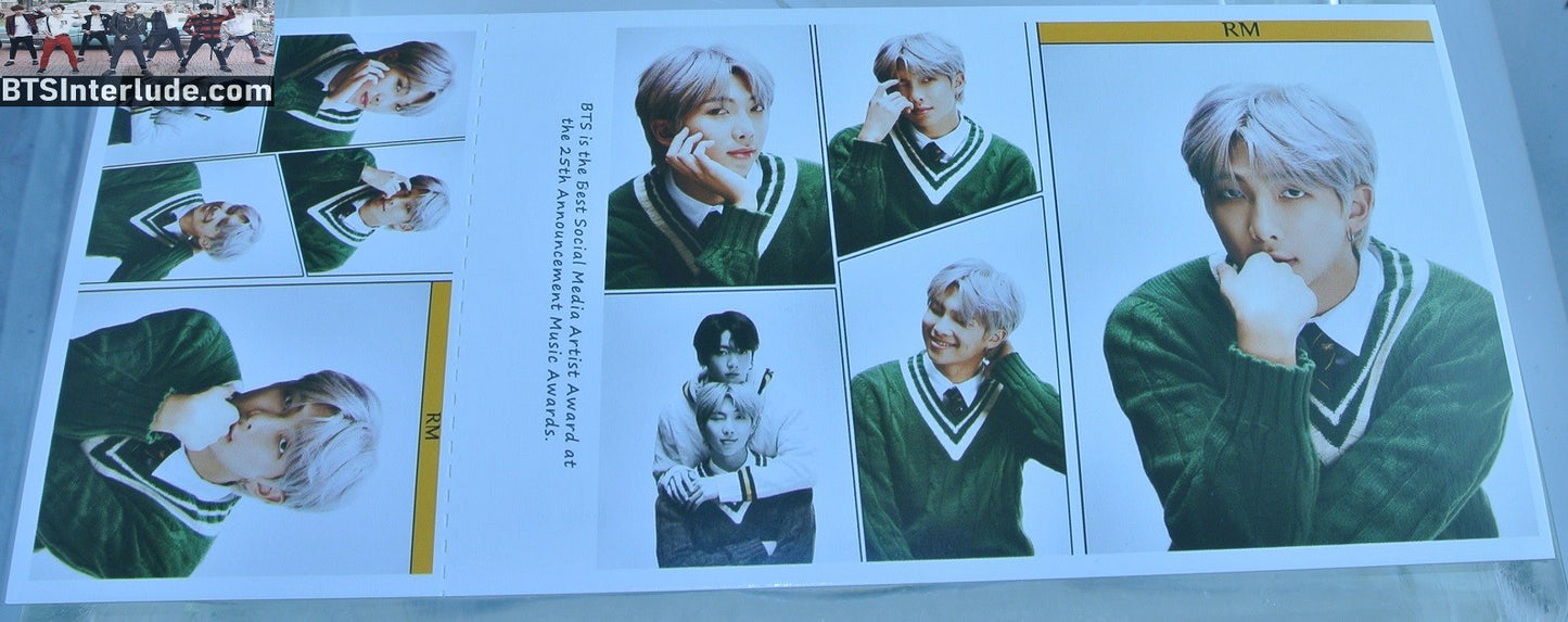 BTS POSTCARD PHOTOCARD RM KIM NAMJOON 김남준 5 FRAMES MOTS 7 MAP OF THE SOUL POST CARD PHOTO CARD SET
