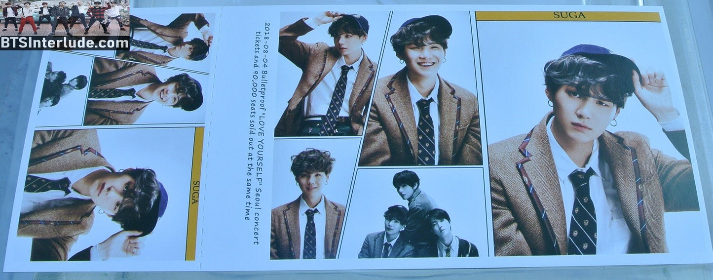 BTS POSTCARD PHOTOCARD FANSITE SUGA MIN YOONGI 민윤기 5 FRAMES MOTS 7 MAP OF THE SOUL POST CARD PHOTO CARD SET