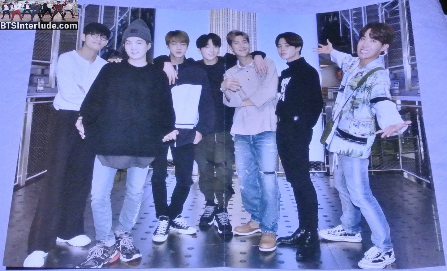 BTS POSTER FOLDED FANSITE GROUP 2 SIDED 2 PAGES DYNAMITE GRAMMYS FAUX NY SET JUNGKOOK V JIMIN RM J-HOPE SUGA JIN