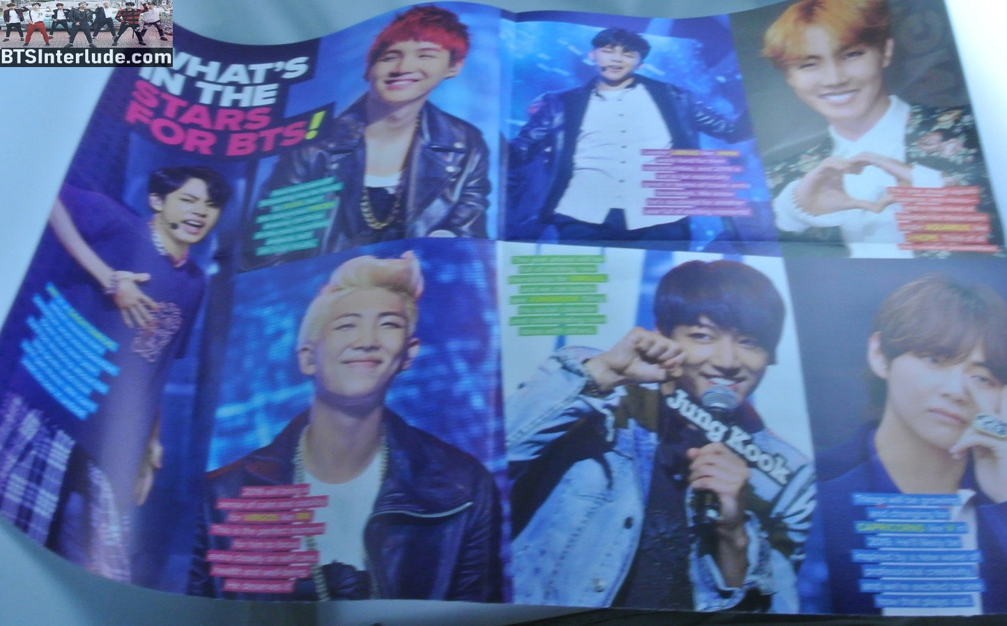 BTS POSTER FOLDED FANSITE GROUP 2 SIDED 4 PAGES FAVE SONGS & 2019 PICS JUNGKOOK V JIMIN RM J-HOPE SUGA JIN