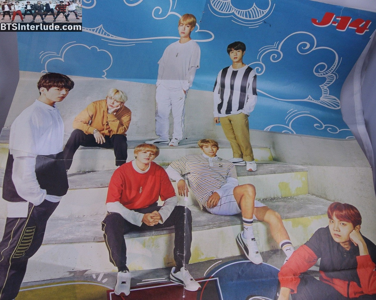BTS POSTER FOLDED FANSITE GROUP 8 PAGE LOVE YOURSELF ERA J-14 MAGAZINE JUNGKOOK V JIMIN RM J-HOPE SUGA JIN