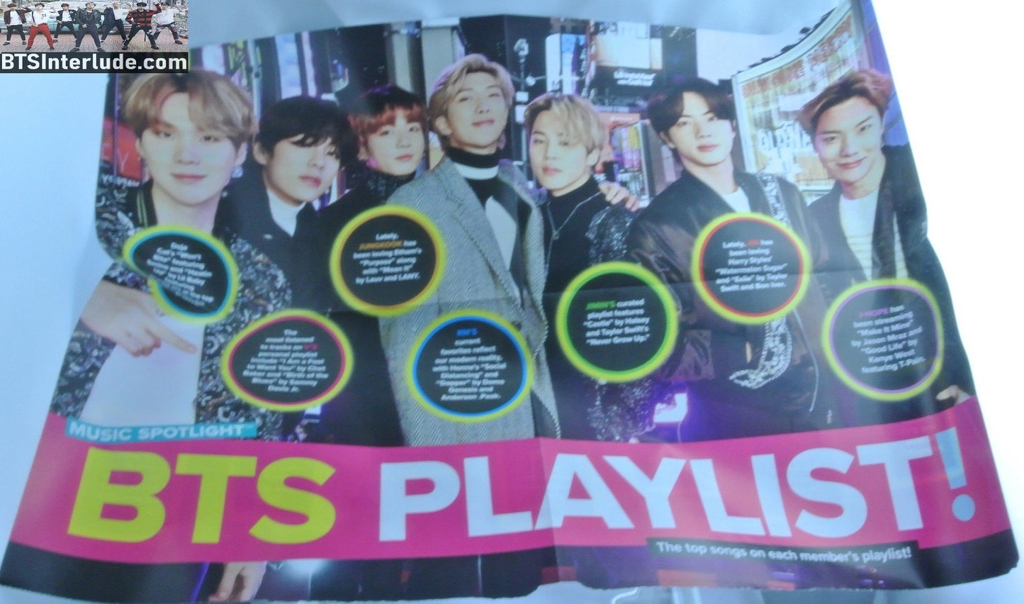 BTS POSTER FOLDED FANSITE GROUP 4 PAGES DNA AMAS TIMES SQUARE JUNGKOOK V JIMIN RM J-HOPE SUGA JIN