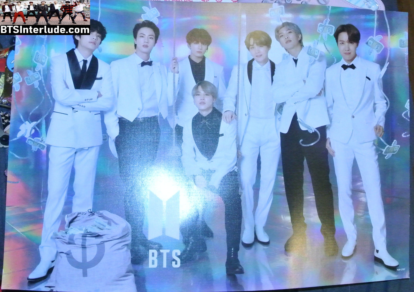 BTS POSTER MINI FANSITE GROUP WHITE SUITS JUNGKOOK V JIMIN RM J-HOPE SUGA JIN