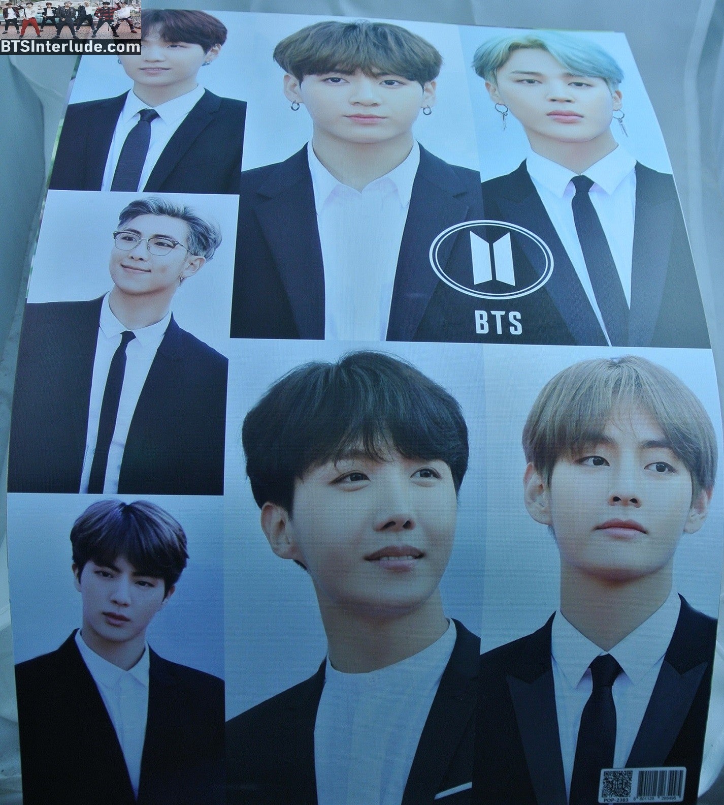 BTS POSTER MINI FANSITE GROUP BLACK SUITS JUNGKOOK V JIMIN RM J-HOPE SUGA JIN