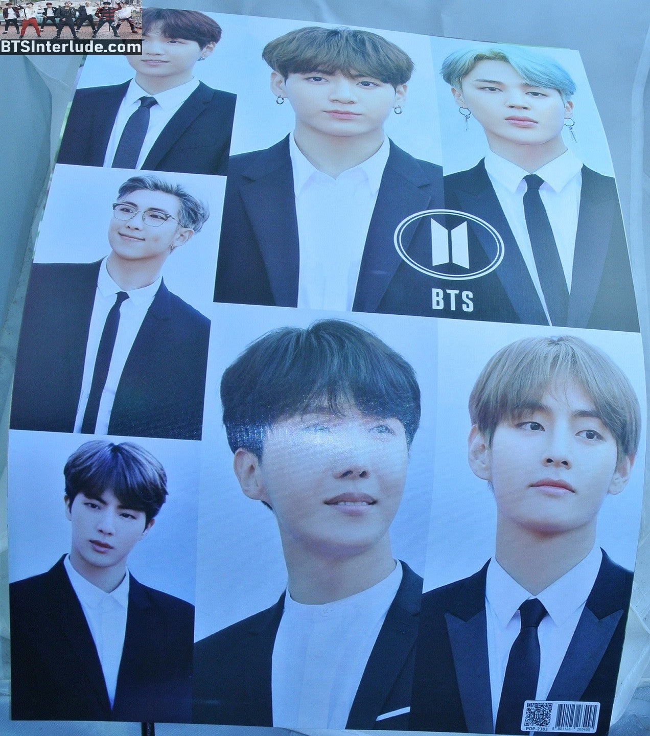 BTS POSTER MINI FANSITE GROUP BLACK SUITS JUNGKOOK V JIMIN RM J-HOPE SUGA JIN