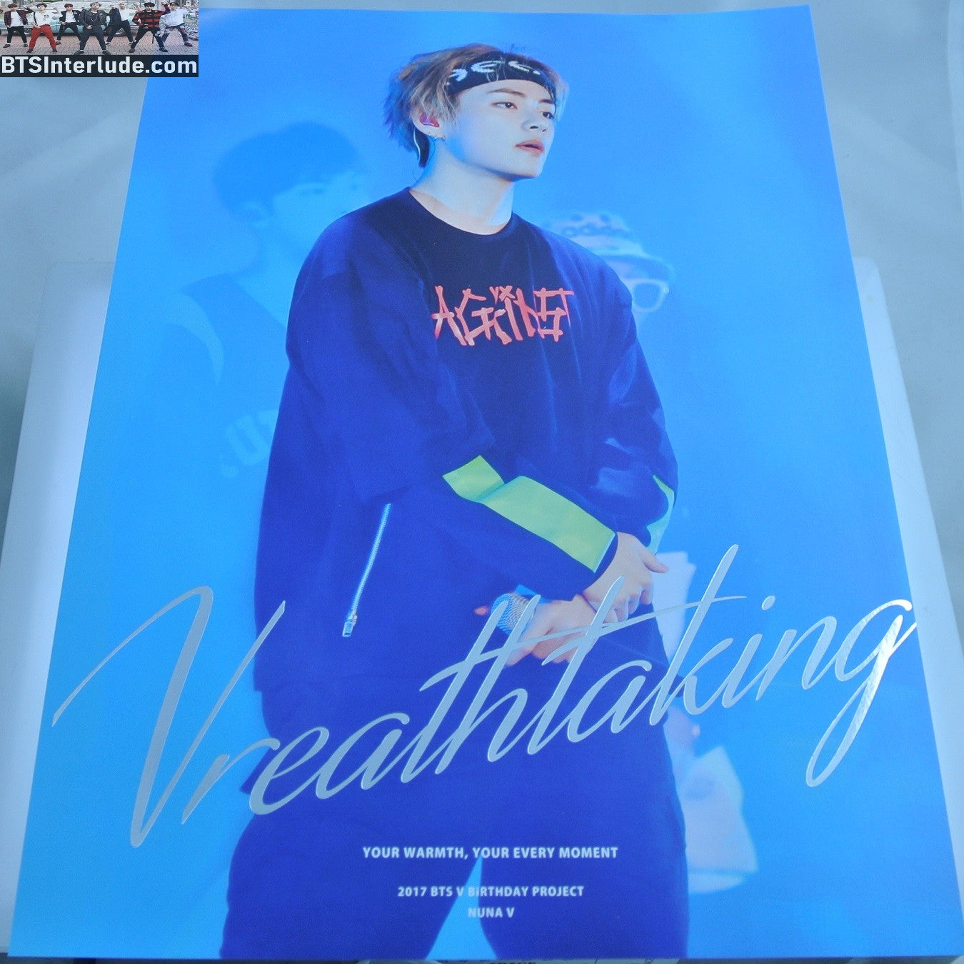 BTS POSTER FANSITE V KIM TAEHYUNG 김태형 BLOND HAIR BLACK BANDANA NUNA V FANSITE VREATHTAKING