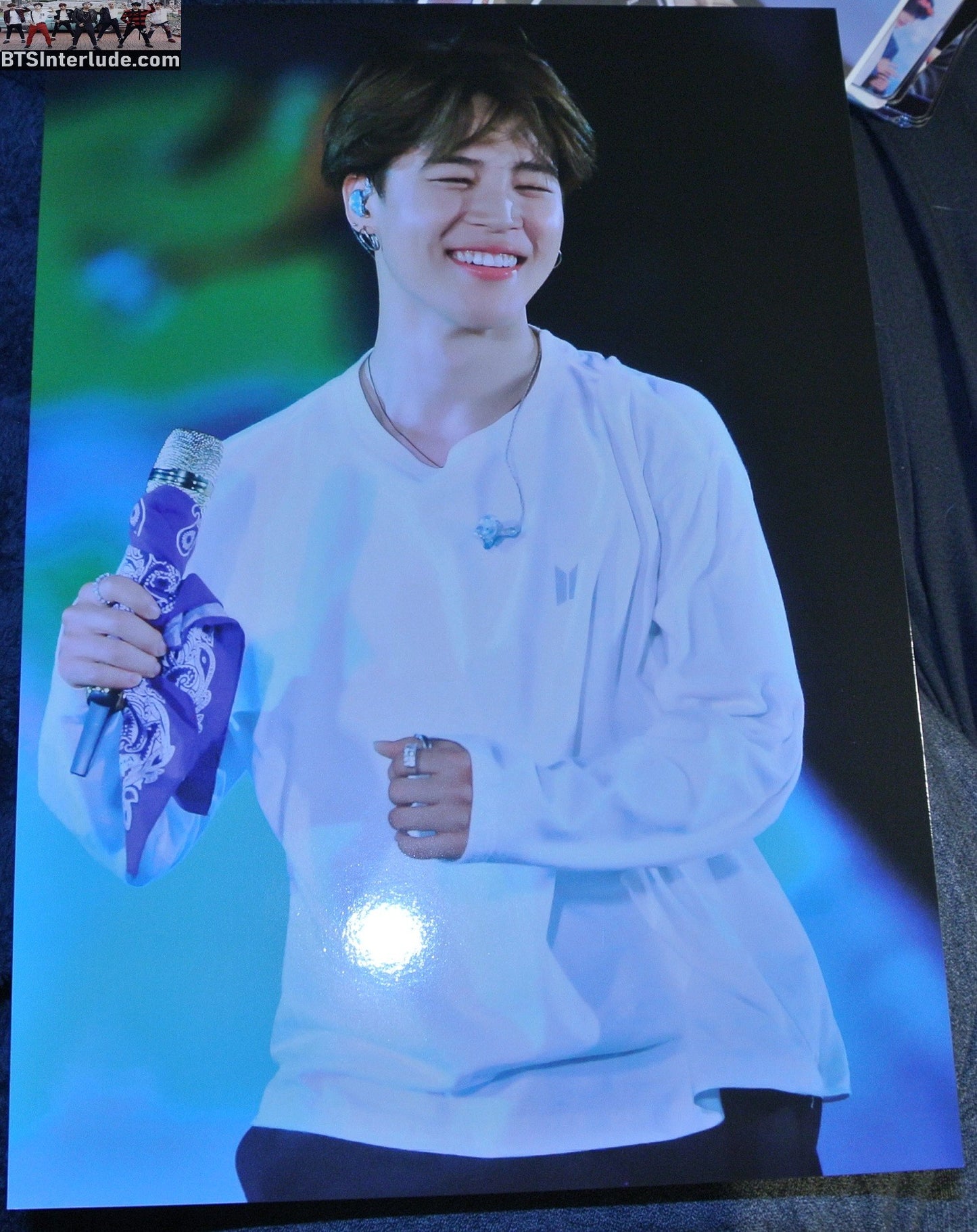 BTS POSTER MINI FANSITE PARK JIMIN 박지민 WHITE LONG SLEEVE SHIRT NEVERMIND PIECES OF MIND FANSITE