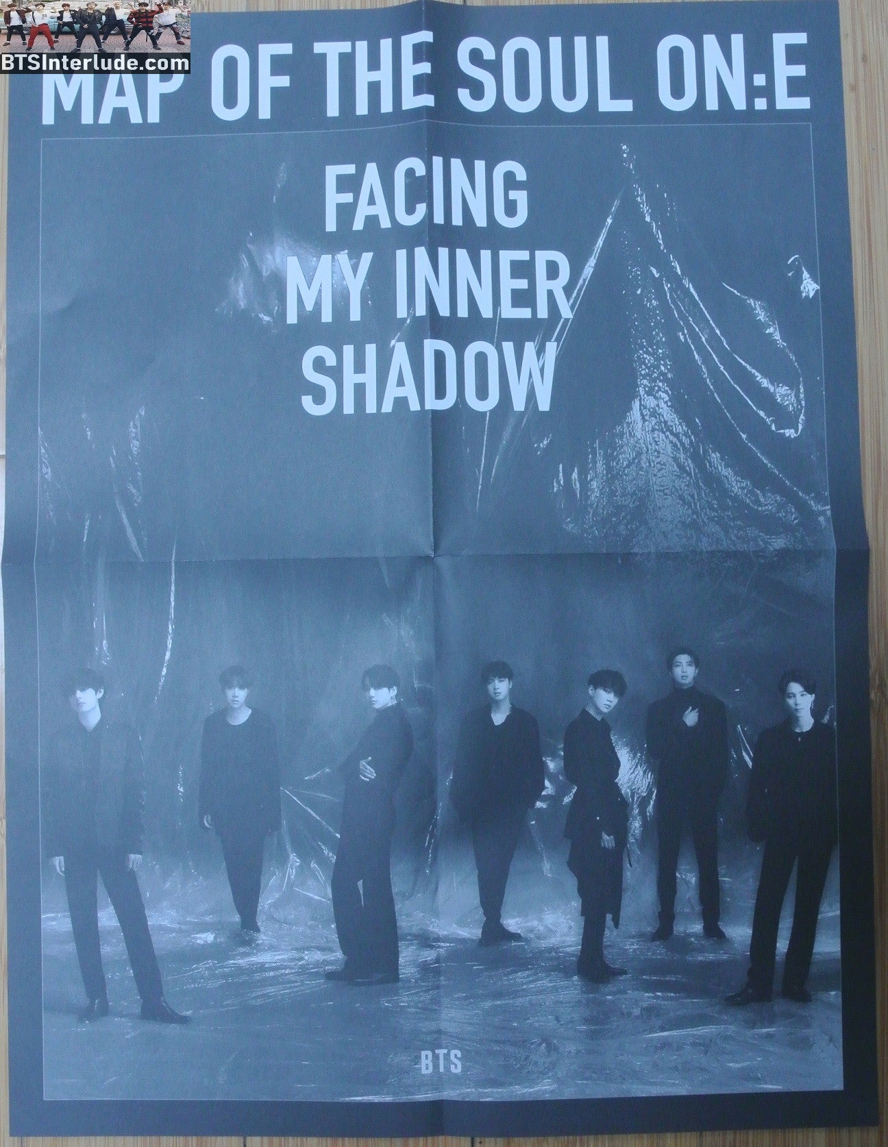 BTS POSTER FOLDED OFFICIAL GROUP BLACK WHITE REVERSIBLE FROM MAP OF THE SOUL ON:E ONE BOOK CLUE VERSION NEW JUNGKOOK V JIMIN RM J-HOPE SUGA JIN