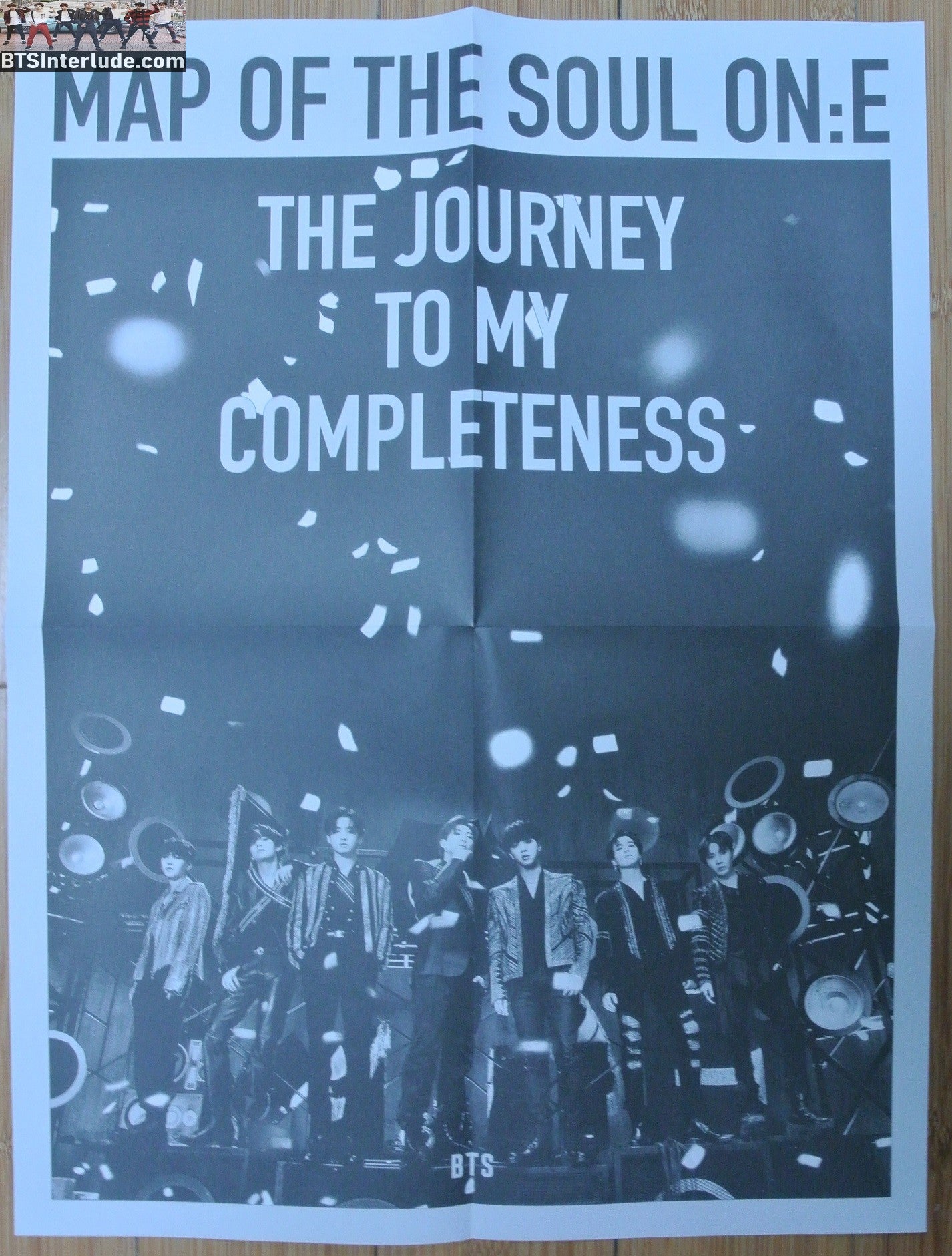 BTS POSTER FOLDED OFFICIAL GROUP BLACK WHITE REVERSIBLE FROM MAP OF THE SOUL ON:E ONE BOOK ROUTE VERSION NEW JUNGKOOK V JIMIN RM J-HOPE SUGA JIN