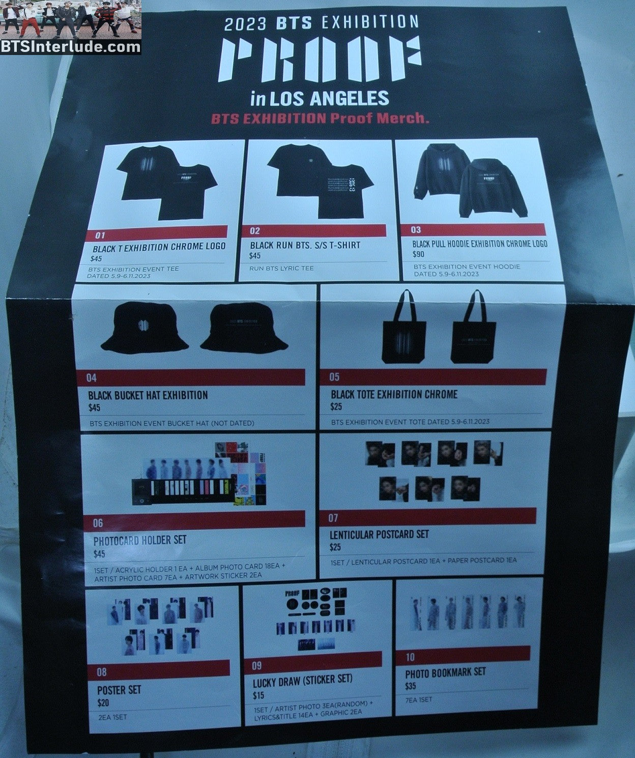 BTS POSTER FOLDED OFFICIAL GROUP 2023 PROOF EXHIBITION LOS ANGELES MERCHANDISE JUNGKOOK V JIMIN RM J-HOPE SUGA JIN