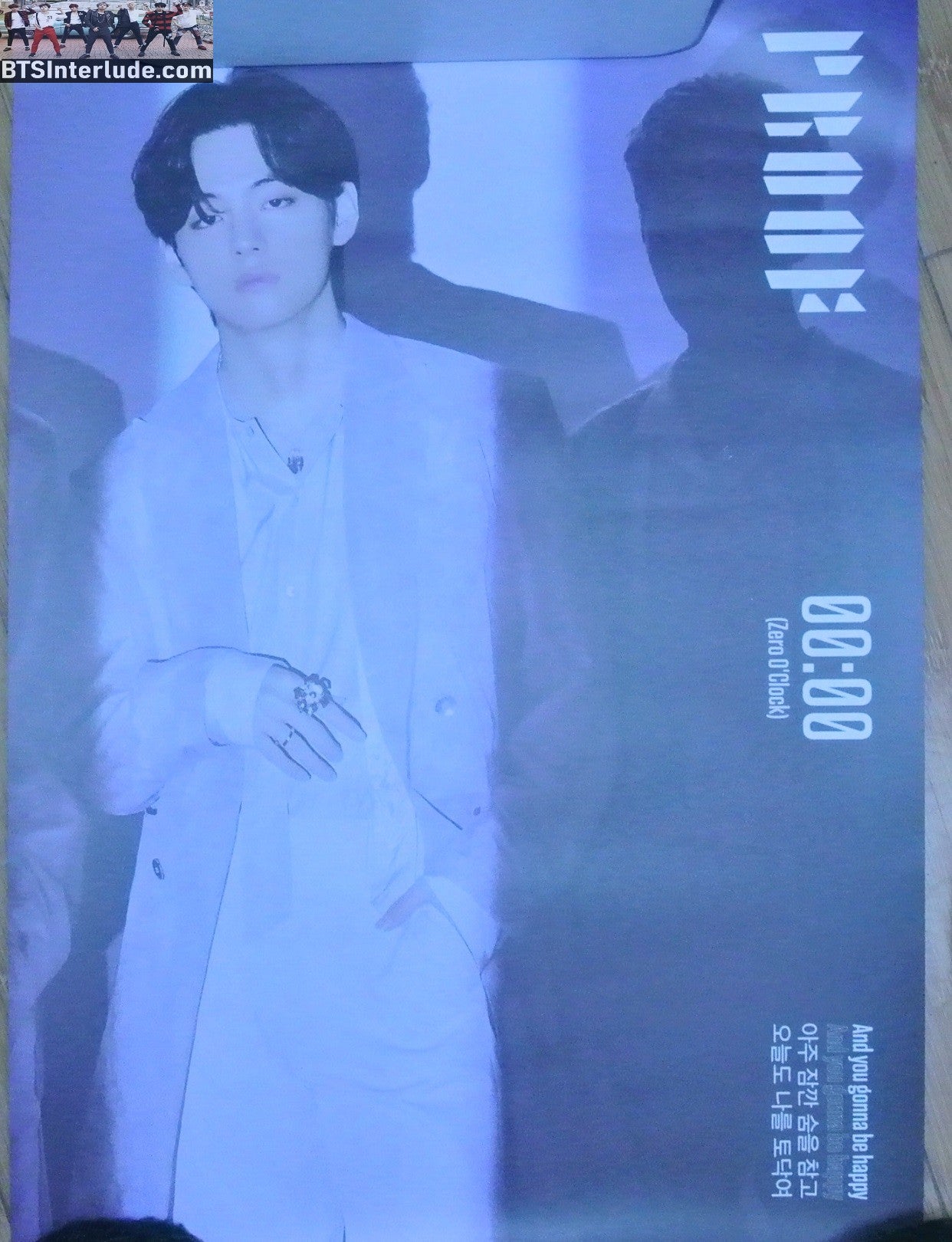 BTS POSTER OFFICIAL V KIM TAEHYUNG 김태형 ZERO O'CLOCK LYRICS PROOF EXHIBITION SEOUL HYBE INSIGHT MUSEUM NEW