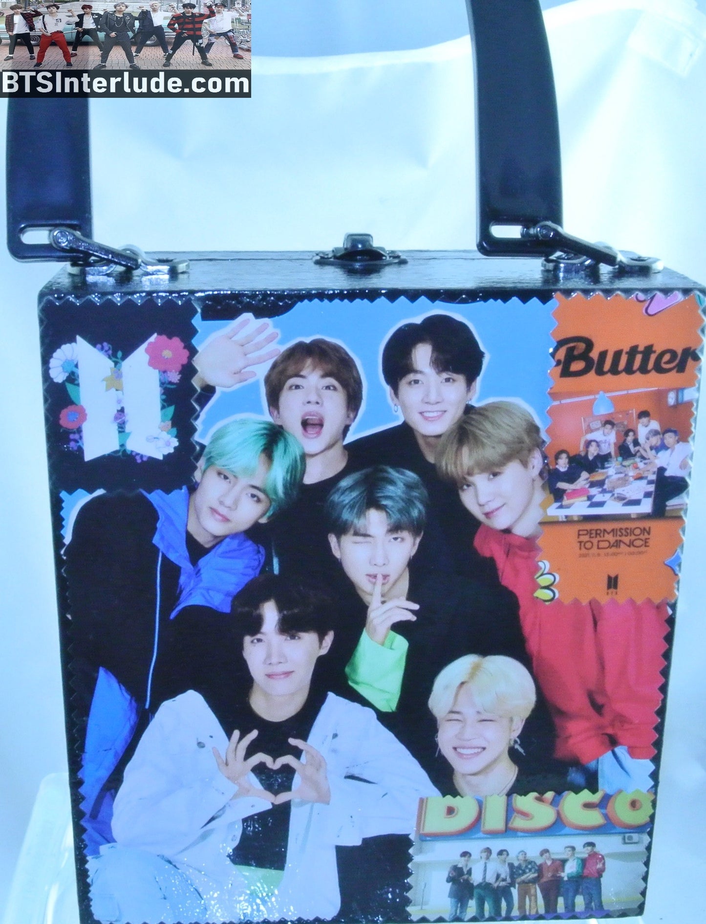 BTS PURSE CIGAR BOX GROUP BUTTERFLIES BLUE COVER JUNGKOOK V JIMIN RM J-HOPE SUGA JIN
