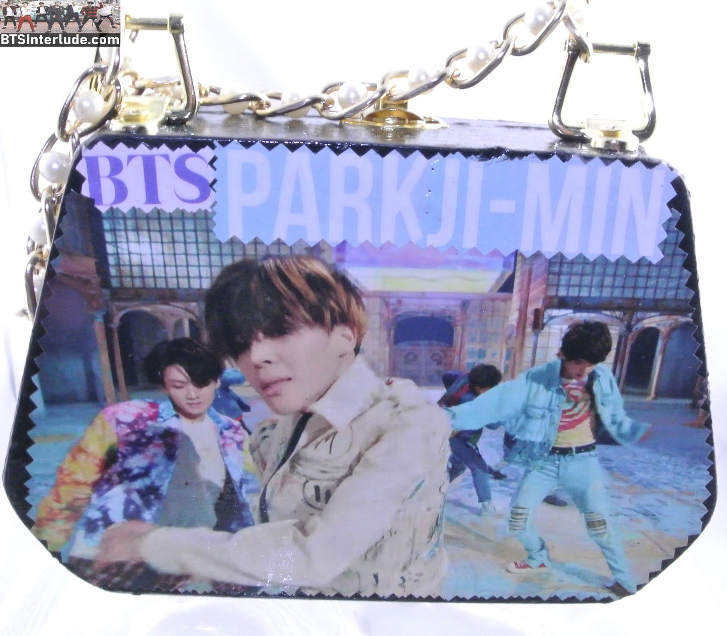 BTS PURSE CIGAR BOX PARK JIMIN 박지민 FAKE LOVE ROLLING STONE SERENDIPITY GOLD PEARL CHAIN